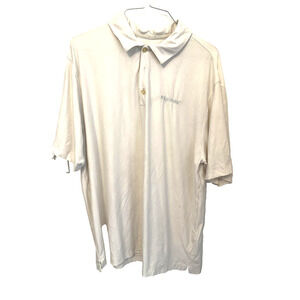 Nike Golf Polo Shirt Mens Large Ivory Dri-FIT Equifax Embroidered Performance